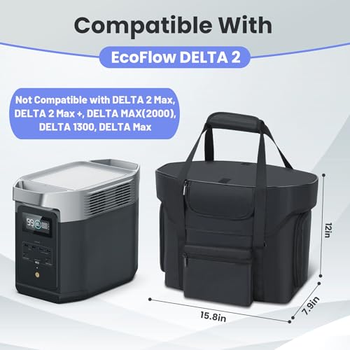 Compatible with ECOFLOW DELTA 2 Power Station Carry Bag, Powerstation Water-resistant Bag with Adjustable Shoulder Strap Compatible with Ecoflow Delta 2, with Portable Opennings for Outside by Deknuosport - Image 2