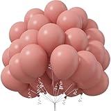 Picture of Jobkoo Dusty Pink Balloons 12 Inch, 50 Pcs Vintage Pink Balloon Boho Dusty Rose Latex Balloons Matte Mauve Retro Blush Pink Helium Balloons for Birthday Wedding Baby Bridal Shower Party Decorations