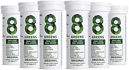8Greens Original Lemon & Lime Effervescent Tablets - Daily Super Greens Vitamins for Energy & Immune Support (Pack of 6 Tubes, 60 Tablets) 1 8Greens Original Lemon & Lime Effervescent Tablets - Daily Super Greens Vitamins for Energy & Immune Support (Pack of 6 Tubes, 60 Tablets)