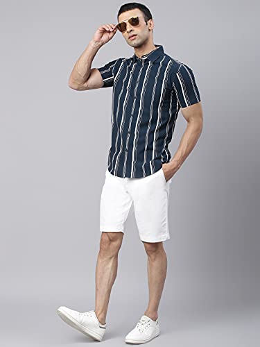Image of Dennis Lingo Men's Vertical Stripes Slim Fit Cotton Casual Shirt