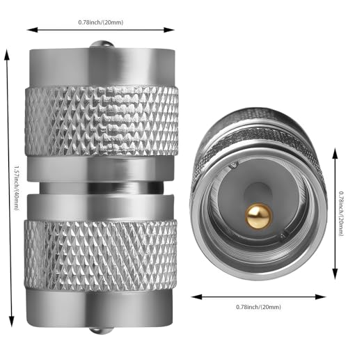Adaptador Conector Coaxial UHF PL259 Macho a Macho, Pack 4 Pcs miniatura 5