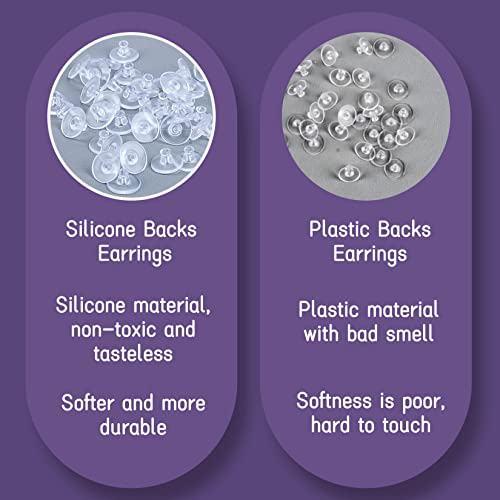 500 Pcs Back Earrings Rubber Earring Backs - Silicone Earring Backs Sukh Clear Plastic Rubber Earring Ear Safety Back Pads Bullet Clutch Stopper Replacement For Fish Hooks Earring Post Studs For Women #TOP2