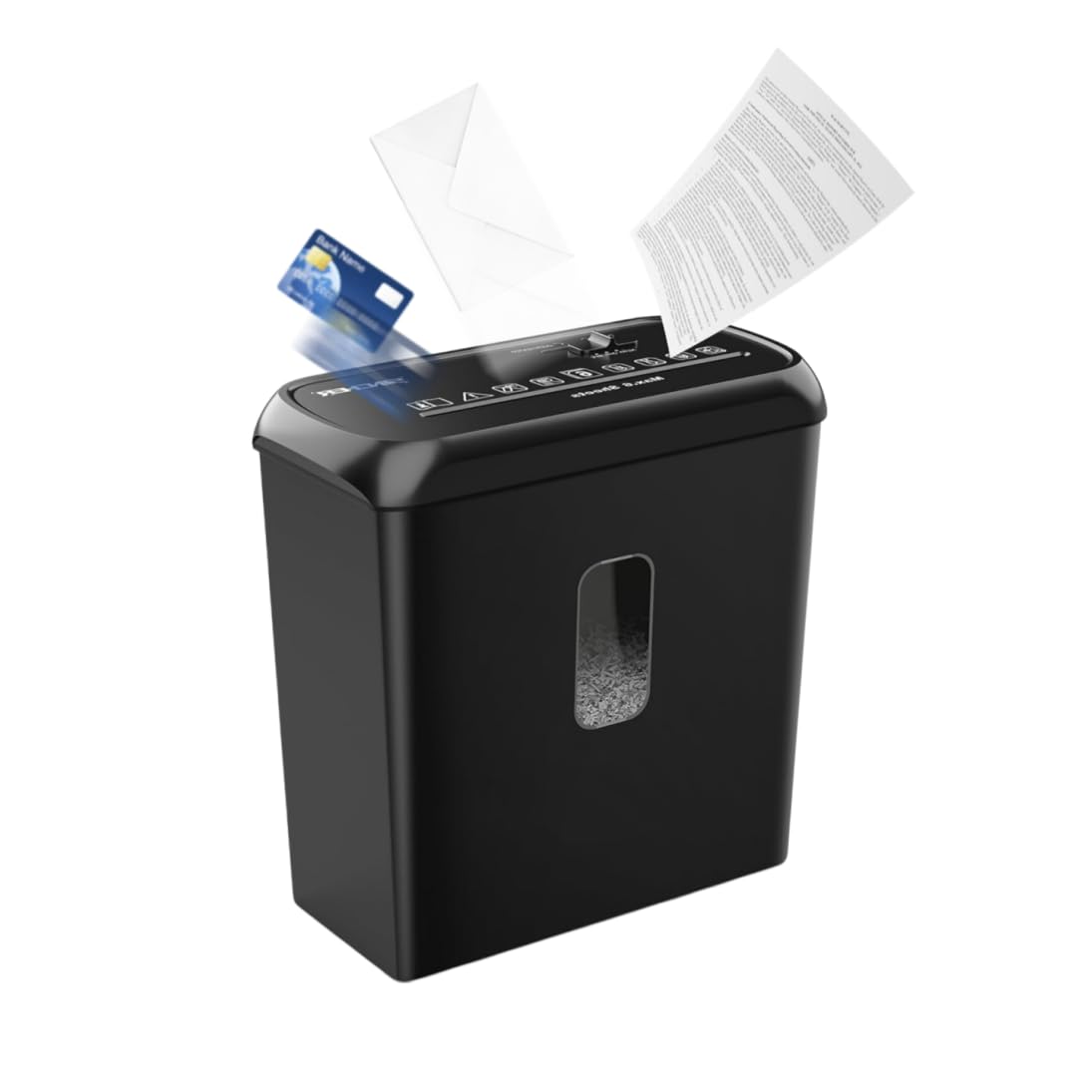 Trituradora de papel de corte en cruz, 6 hojas, P4, 8 L | Tritura papel y tarjetas de crédito, con protección contra sobrecalentamiento, adecuado para el hogar y la oficina