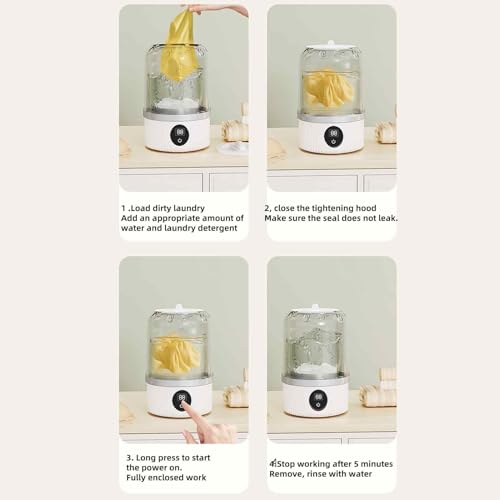 Mini Portable Washing Machine – Rechargeable Cordless Underwear Washer with 3000mAh Battery, Compact Laundry Cleaner for Bras, Socks, Travel, Camping, RV, Dorm Rooms (White) - Image 8