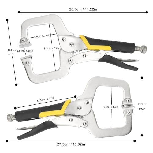 Genhakon 4 Pack 11 Inch C Clamp Locking Pliers,Locking C Clamp, Adjustable Nickel Plated C Pliers For Wood Working thumb #1