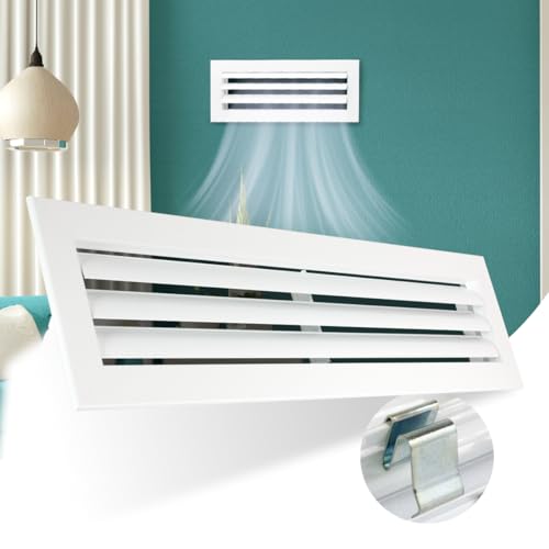 Rejilla Ventilacion Rectangular Blanca Lama Curva Horizontal para Aire Acondicionado (500x100) Conductos Aire Central de Aluminio Resistente Rejillas de Ventilación para Salida de Aire Acondicionado