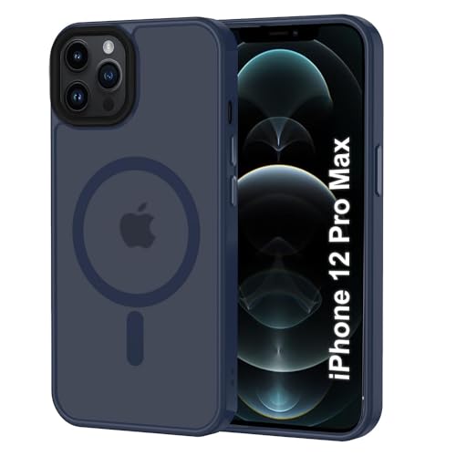 Image of iPhone 12 Pro Max Magsafe Hard Back Case | Matte Design & 360 Protection | Military-Grade Apple iPhone 12 Pro Max Cover | Strong Magnet Back - Blue