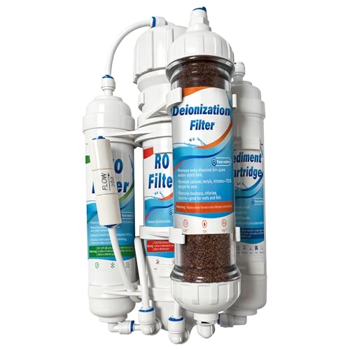 DYLSDFQ 4 Stage Reverse Osmosis/Deionization Water Fliter System, 50 GPD Tankless Reverse Osmosis Water Filtration System for Aquarium with DI Water Filter