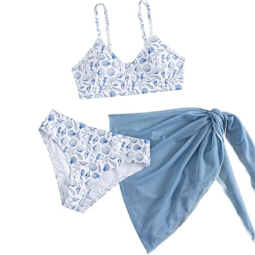 Maillot de bain fille protection UV anti-UV 3 pièces avec jupe