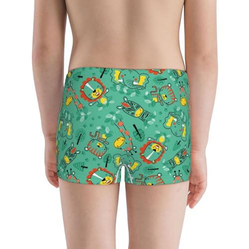 Boys' Cotton Boxer Brief Soft Underwear-Funny Animals In Jungle3