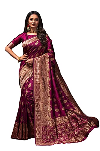 Image of Lilots Women's Designer Banarasi Silk Jacquard Designer Saree With Blouse Piece
