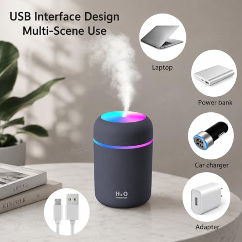 Image of KIMEE (Pack of 10) 300ml Diffuser & Humidifier - Ultrasonic Cool Mist with Quiet Operation, LED Lights - Aromatherapy Air Freshener for Home, Office, Car H2O (Colours May Vary)(Pack of 10)