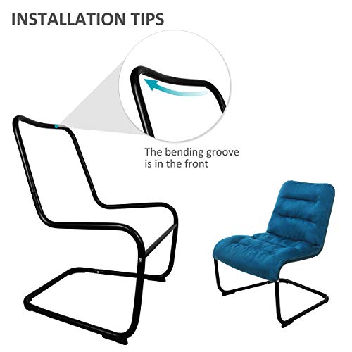 Sillón metal moderno con cojín azul miniatura 5