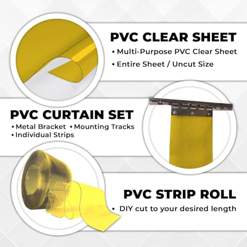 Acepunch Yellow Kit PVC Smooth Plastic Strip Door Curtain 3x7 ft. (36x84.2 in) Standard Clear Waterproof Commercial Walk in Freezers Warehouse Garage Gate Doorway Clean Rooms Heavy Duty Vinyl 1173 by Acepunch - Image 2