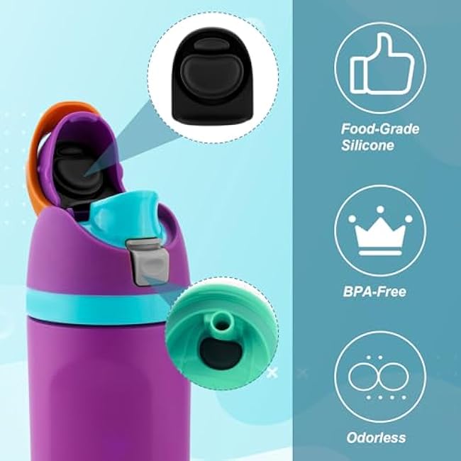 6pcs Water Bottle Stopper for Owala, 6 Colors Silicone Bottle Mouthpiece Lid Piece Cover Seal Replacement Parts BPA Free Mouth Cap Plug Rubber Gasket Accessories Compatible with Owala FreeSip 24/32oz