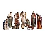 Weihnachtsgeheimnis Geburt Moderne Krippe 11 Stück 30 cm. Figur gerade Linien Jesuskind Jungfrau Maria Heiliger Josef Engel Maultier Ochse Schaf Drei Könige. Unisex. Länge (cm): 30.