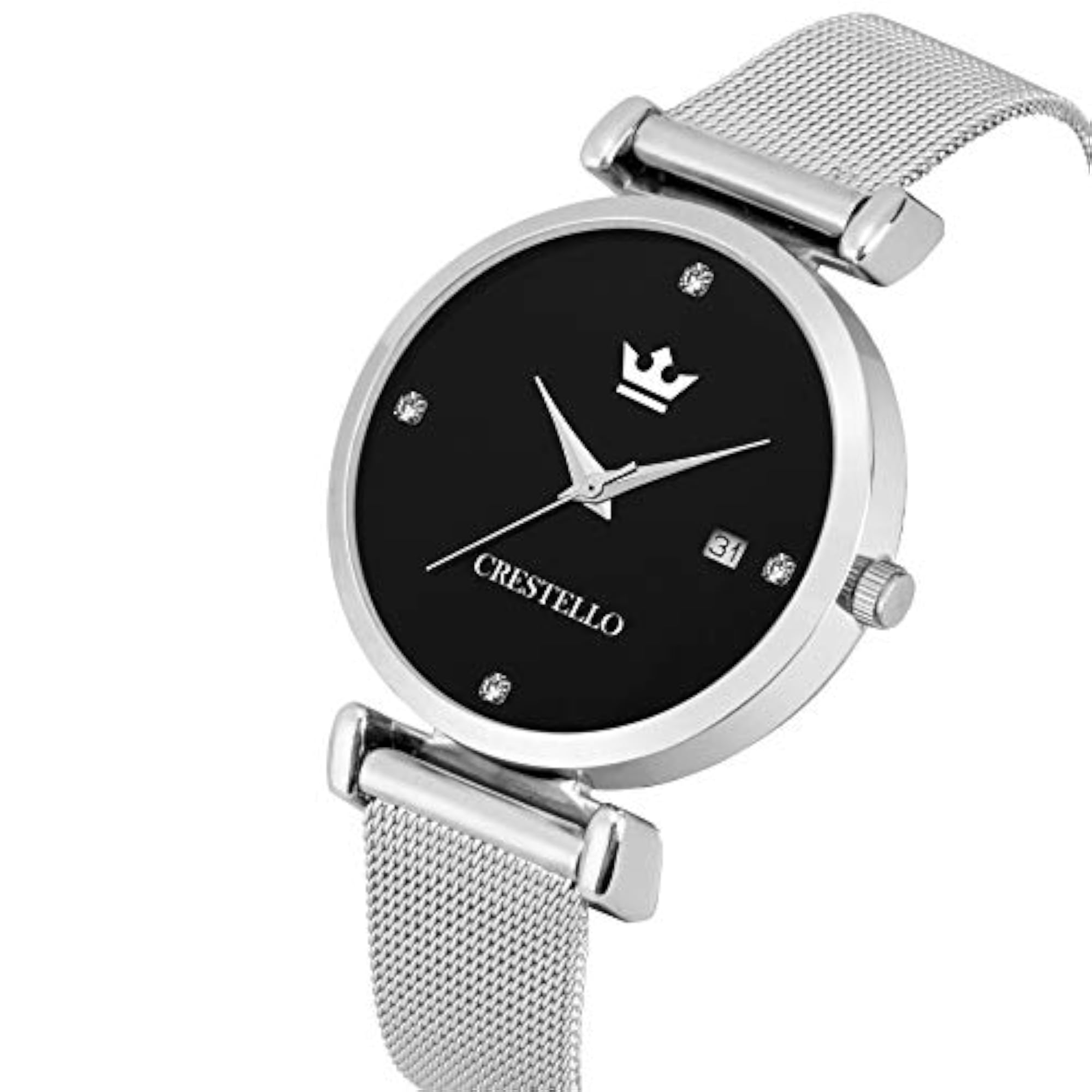 Silver Mesh Chain Women's Analog Wrist Watch