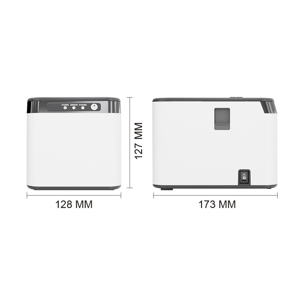Bisofice Impresora de recibos de 80 mm, impresora térmica ESC/POS, impresión directa de escritorio, conexión USB + LAN, alta eficiencia con cortador automático, contenedor de papel grande para envío,