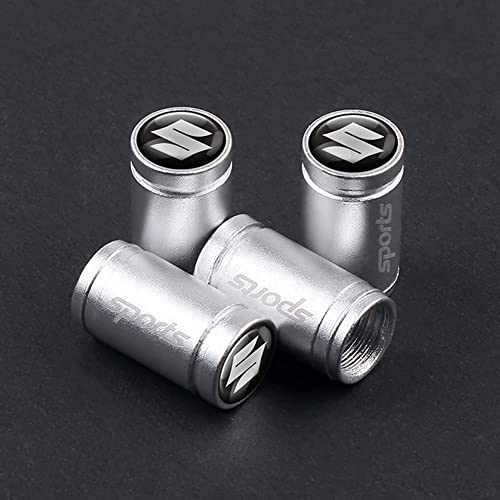 4 Pièces Métal Capuchon de Valve Auto pour Suzuki jimny SWIFT VITARA SX4, Capuchon Antipoussière, Étanche Bouchon de Valve, Anti Rouille Couvre-Valve Cover