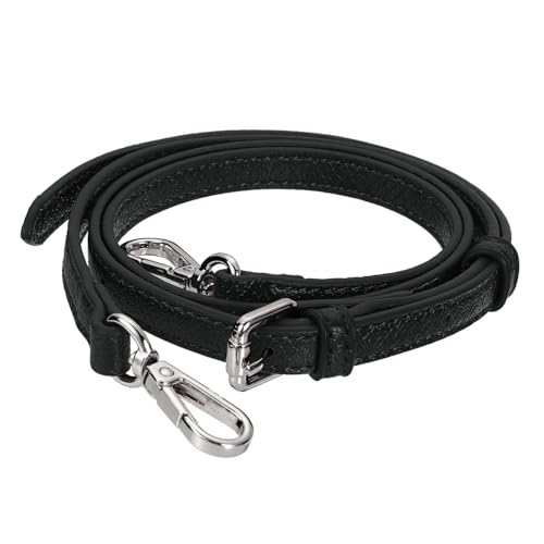 Image of uxcell Leather Bag Strap Replacement Adjustable Crossbody Bag Straps Conversion for Shoulder Bag Handbag Purse, Black, Silver Buckle