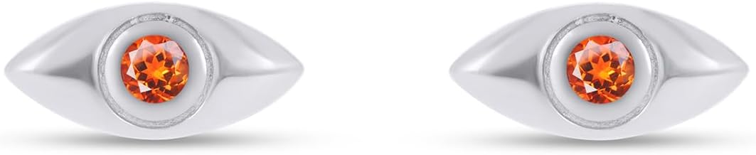 Simulated Birthstone Dainty Tiny Evil Eye Mini Stud Earrings In 14k Gold Over Sterling Silver Jewelry for Her