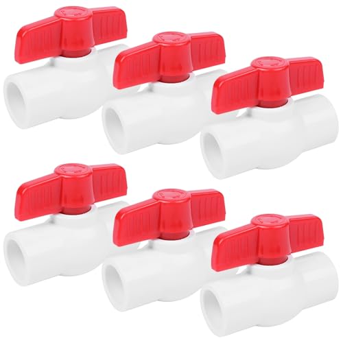 YADIAN 6 Pack 1/2" PVC Ball Valve Slip SCH40 PVC Water Pipe Valve, T Handle Shut-Off Valve Socket for Water Project, Swiming Pool, Sewage Pump, Sprinkler Lines, Outdoor Plumbing & Irrigation System