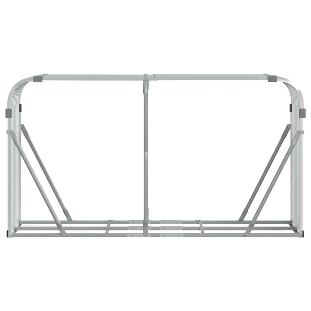 Kaminholzunterstand Silbern 180x45x100 cm, Verzinkter Stahl Kaminholzständer für Brennholz, Holzablage für Kamin mit Wandhalterung, stabiler Metall Holzspeicher für Außen