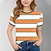 Womens Summer Tops,Girls Boys Striped Tee Shirts Fashion Color Block Short Sleeve Crewneck Blouse Tops Kids Summer Clothes 3-15 Years