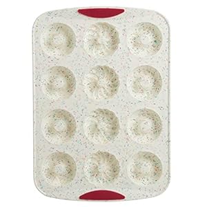 Trudeau Decorated Donut Pan-White Confetti/Fuchsia, 12 Cavity