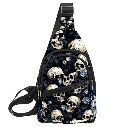 Mochila cruzada ideal para viajar y hacer senderismo con diseño de calaveras