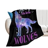 Just Girl Who Loves Wolves Blankets & Throws Warm Ultra-Soft Microfiber Fleece Blanket for Bed Couch