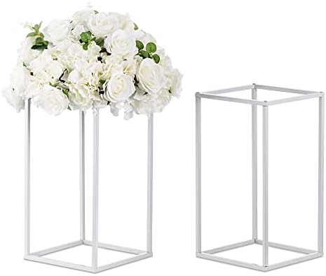 Sziqiqi Gold Metal Vase for Wedding Centerpieces Tables - Geometric Floor Vases for Flower Stand Centerpiece Stands Rectangular Flower Arrangement Display Rack for Weddings Birthday Decoration, 60cm