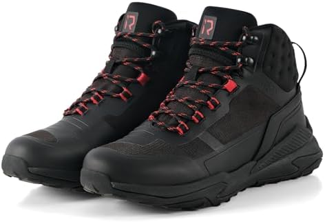 RIDEIRON Motorradschuhe Herren Wasserdichte Motorradstiefel CE-geprüft | Rutschfeste Atmungsaktive Street Casual mit Schnürsenkelaufbewahrung Knöchelstütze Schaltpolster Schwarz 40