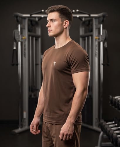 Image of T T Men Dri-Fit Polyester Dot- Knit Fabric| Round Neck | Half Sleeve | Sweat-Wicking Gym & Active Wear Tees