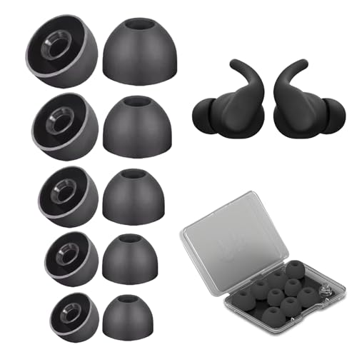 Beats Powerbeats Fit/Beats PowerBeats Pro 2 用 交換イヤーピース 交換用シリコン耳栓 【YANMONGI】柔らかい 滑り止め 水洗い可能 収納ケース付き イヤーキャップ x 5セット (ブラック)