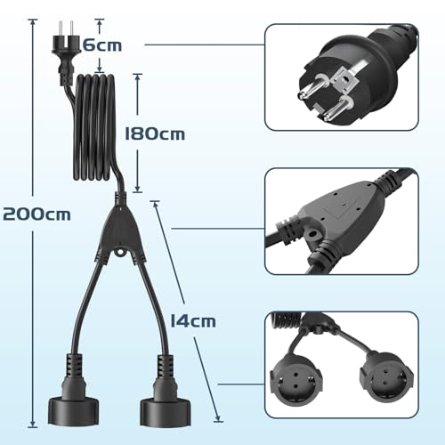 Rallonge électrique extérieure 2 prises étanche câble cuivre 8m - 2