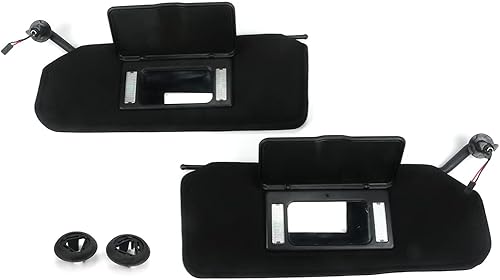 Para 1997-2004 Corvette C5 - Viseras solares con montura de bisel Par de espejos de tocador iluminados, color negro 10442033 10442034