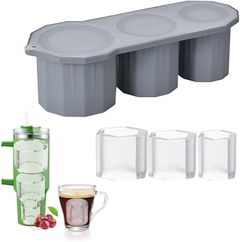 Aynuma Ice Mold for Stanley Cup, Silicone Cylinder Ice Mold with Lid, Tumbler Ice Mold for 40oz/30oz/20oz Cup Easy Release Ice Maker,Gray Cover