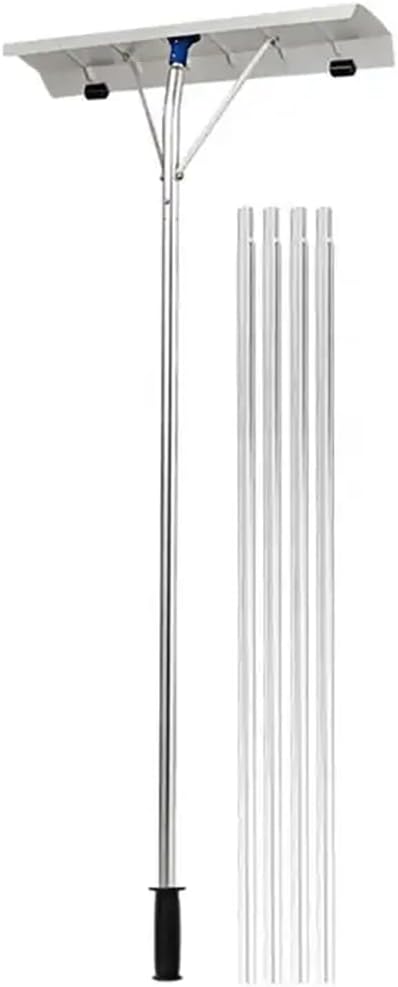 Telescoping Snow Roof Rake, Aluminum Extendable Snow Rake with Snow Flake Roller and Non-slip Handle, Stable Triangular Structure and Fast Cleaning, for Removing Snow, Leaves