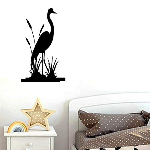 Vinilo Decorativo Pájaro y Hierba 34x59 cm Negro