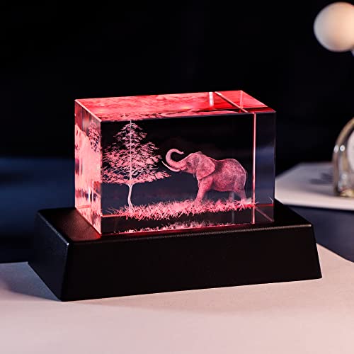Qianwei Elephant Gifts For Women Decorations For Home, 3D Crystal Elephant Decor Stuff Figurines Statue Gift For Elephant Lovers, Mother Day Birthday Gifts For Mom Mother Mama From Daughter Son #TOP5