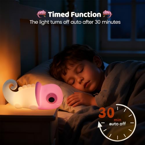 Veilleuse caméléon doudou spongieux et lampe LED tactile à intensité variable