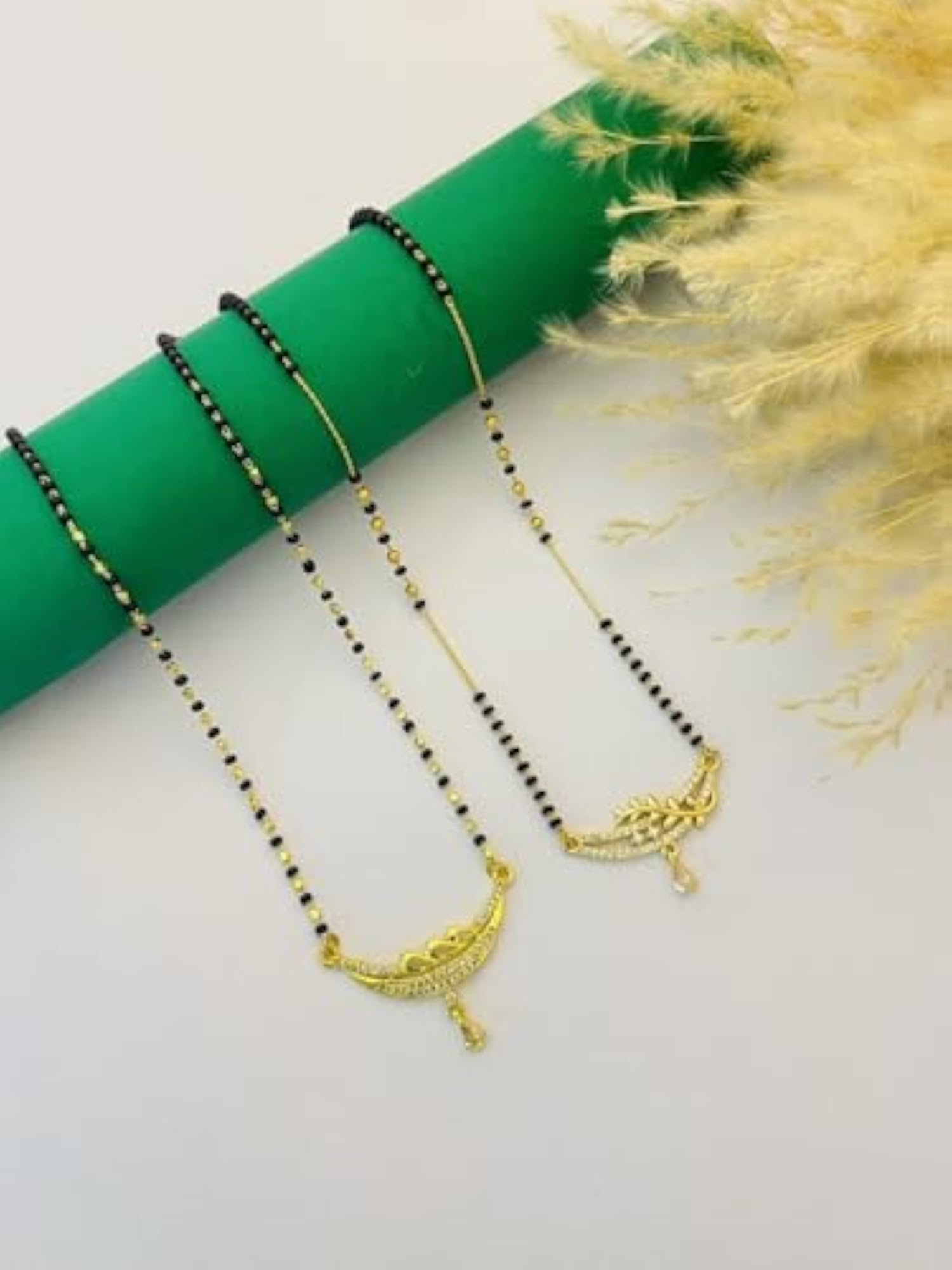 Gold Plated Mangalsutra Combo Set with Pendant and Chain