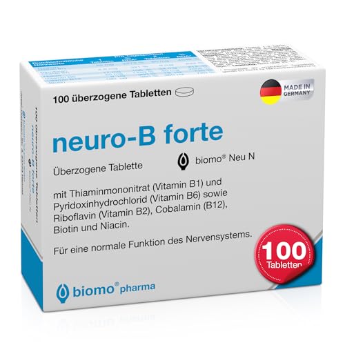 neuro-B forte biomo Neu 100 Tabletten bei erhöhter nervlicher Belastung mit allen B-Vitaminen zur Unterstützung des Nervensystems Energiestoffwechsels und zur Verringerung von Müdigkeit