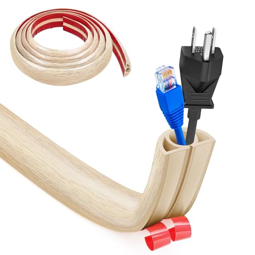Canaleta flexible pequeña para cables, para suelo, 3,0 x 2 cm, puente de manguera para suelo, cubierta para cables, para oficinas, apartamentos, almacenes, hoteles (roble blanco)