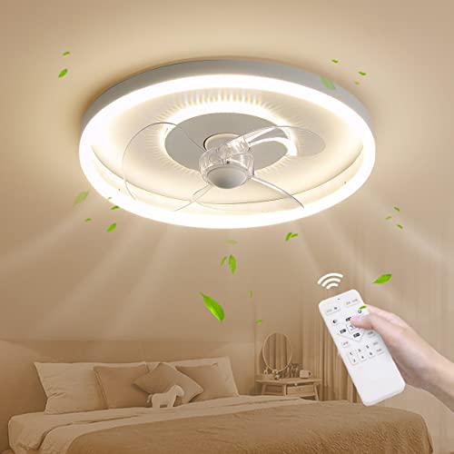 Ventilador de Techo con iluminación LED Leche CADO con Control Remoto DE Lámpara de Ventilador de 50 W para Comedor Lámparas de habitación para niños 58 cm