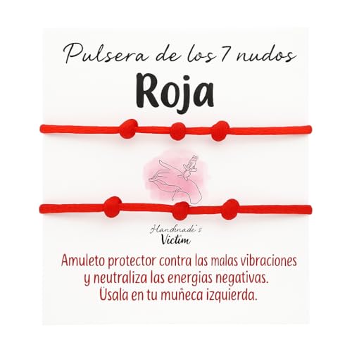 Pulseras de los 7 Nudos Rojas – Pack de 2 | Protección contra Malas Energías y Mal de Ojo | Cordón de Seda Ajustable | Amuleto para Parejas, Amistad o Regalo Significado | Handmade’s Victim