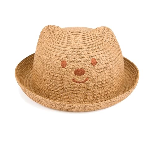 Little Girl Children Summer Straw HatBear Straw Hat Baby Sun Shade Straw Hat Baby Pot Hat