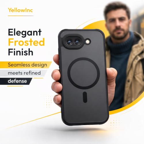 Image of Frosted Matte Case Cover for Google Pixel 10A, 2600 Gauss Magnetic Ring, Military Grade Shockproof (Translucent Black with MagSafe, Google Pixel 10a)