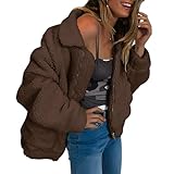 PRETTYGARDEN Women's Fashion Winter Coats Sherpa Fleece Faux Fur Shearling Oversized Trendy Jackets Warm Outerwear Clothing (Dark Coffee,Medium)